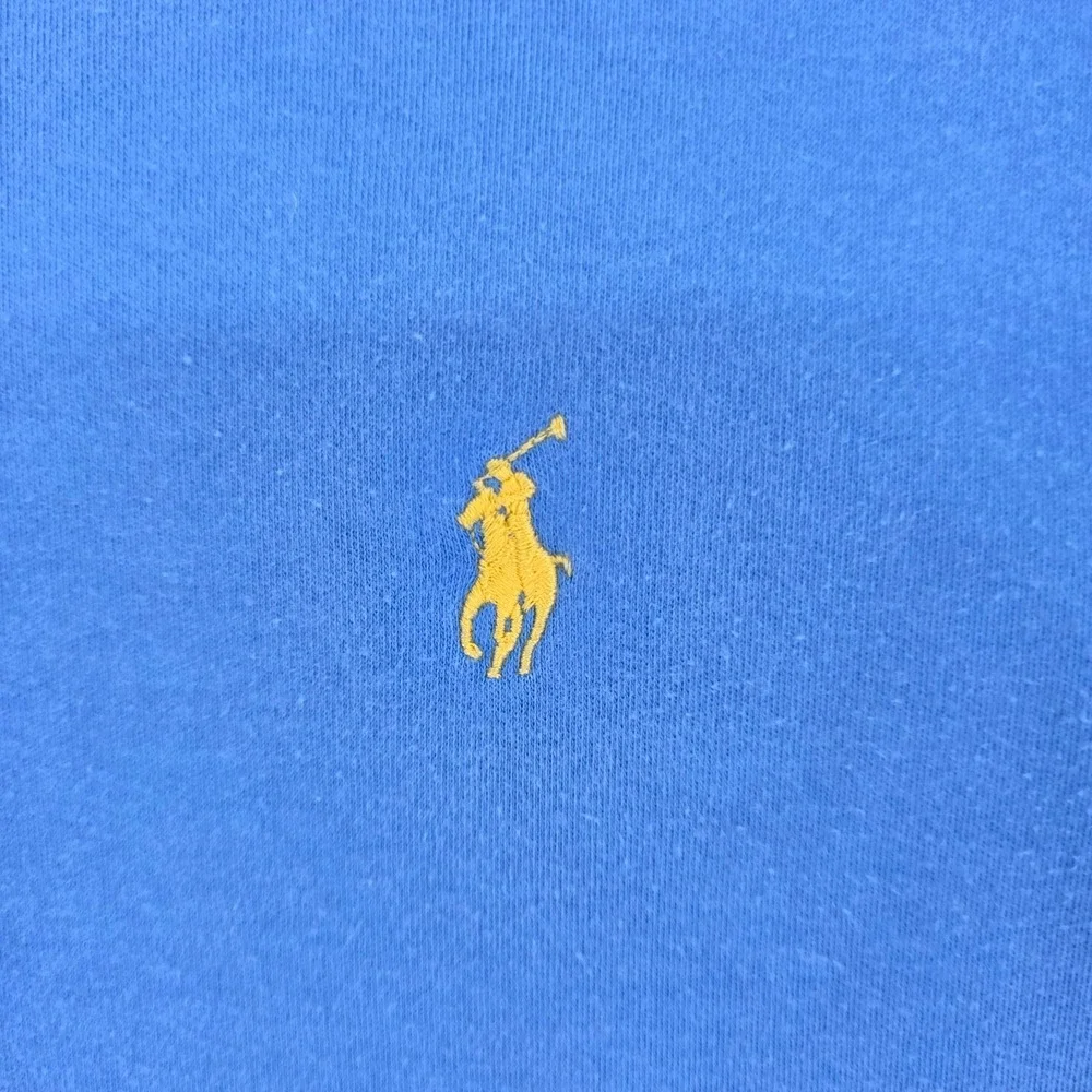 Polo Ralph Lauren Mens XL Blue Short Sleeve Cotton Polo Shirt Yellow Pony Logo